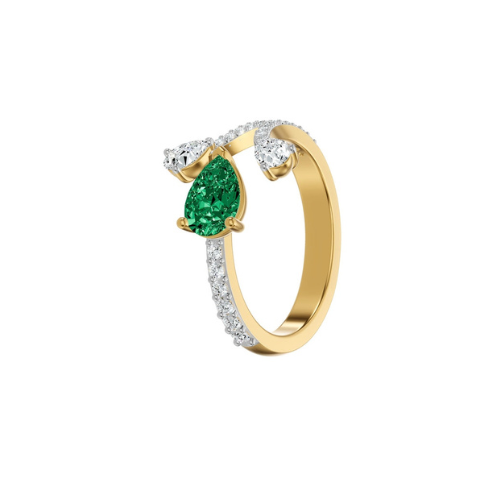 Kowaj Jewllers Gold Tone Green Stone Open Ring