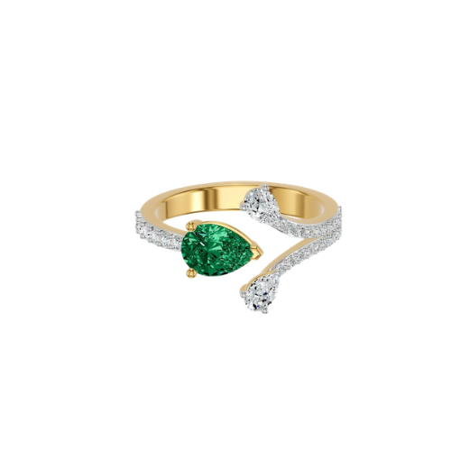 Kowaj Jewllers Gold Tone Green Stone Open Ring